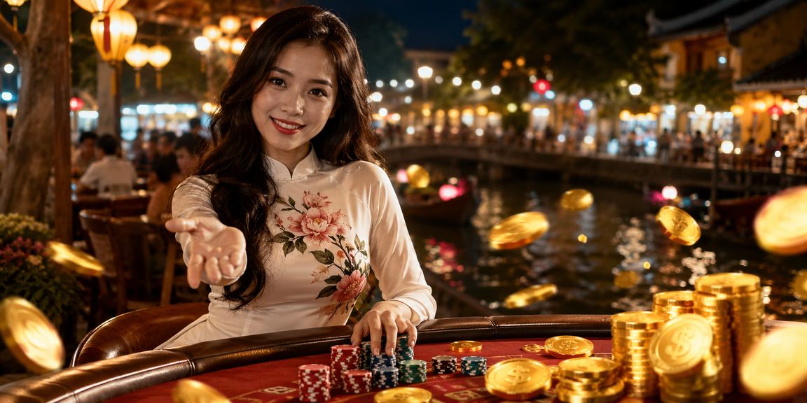 Người dùng VIP tại Hội An thưởng thức cà phê và kiểm tra tài khoản casino an toàn